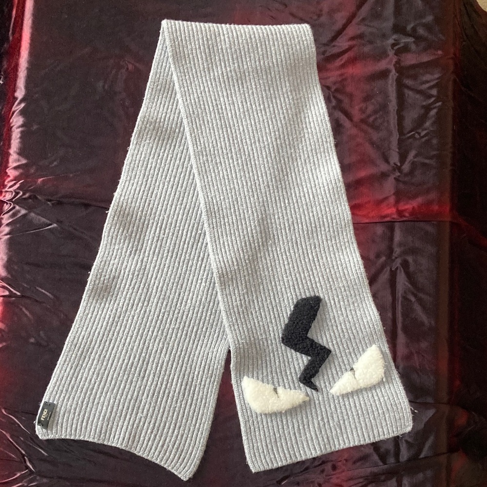 Fendi - Gray Scarf with Black and White Accents